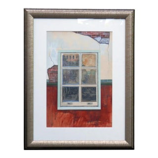1960s "Window" Architectural Scene Mixed-Media Painting by Robert S. Moskowitz, Framed For Sale