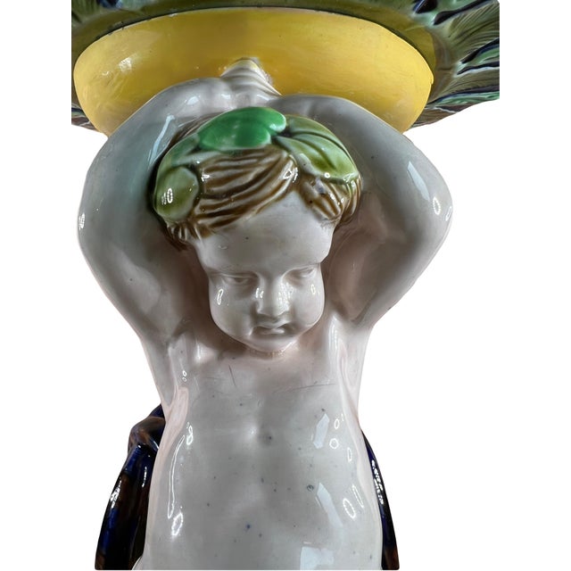 Black Large Centerpiece in Sarreguemines Slip, 19th Century For Sale - Image 8 of 14