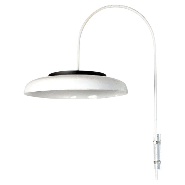 Italian Modern Metal and Acrylic Glass Adjustable Wall Arm Lamp, 1970s For Sale