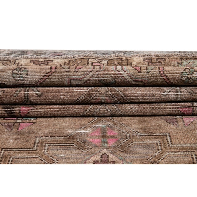 Vintage Malayer Persian Handmade Brown Medallion Wool Runner For Sale - Image 11 of 12