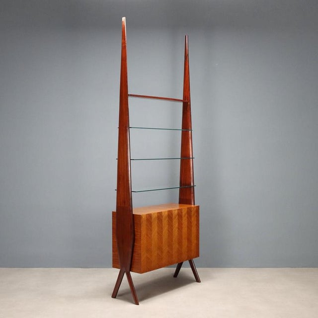 Vintage Bookcase in Exotic Wood Veneer, 1960s For Sale - Image 11 of 12