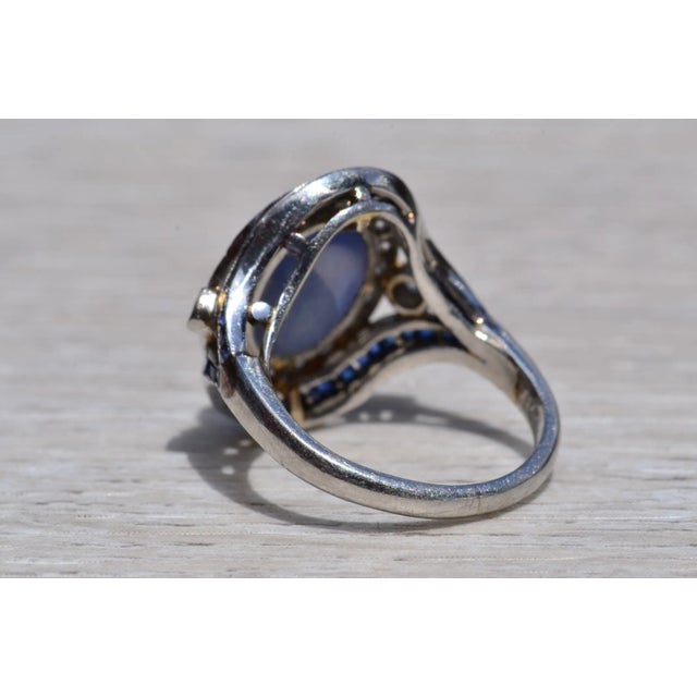 The Lathrop: Star Sapphire and Diamond Ring in Platinum For Sale In Philadelphia - Image 6 of 11