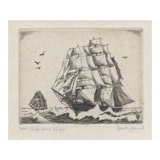 Stanley Harrod Sailing Ship Etching For Sale