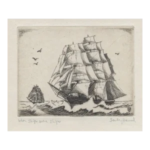 Stanley Harrod Sailing Ship Etching