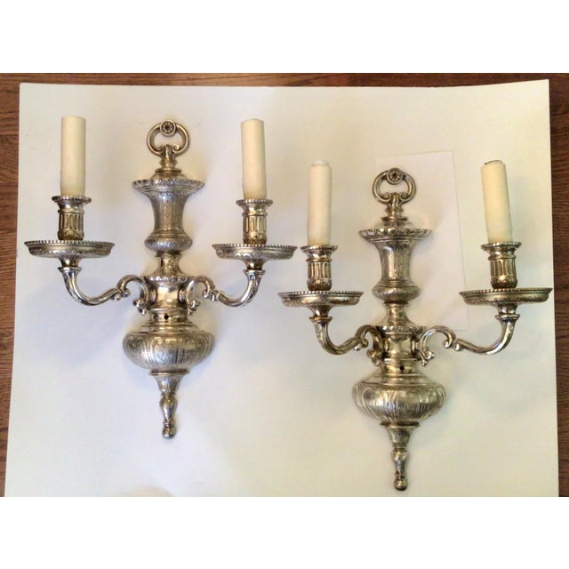 Silver Early 20th Century Sterling Bronze Co Ef Caldwell Style Silvered Bronze Sconces - a Pair For Sale - Image 8 of 10