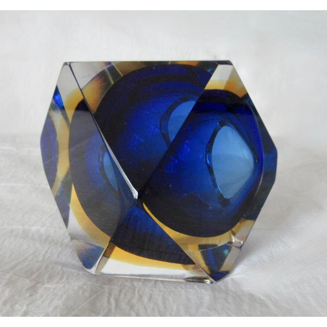 C.1970s Italian Alessandro Mandruzzato, Hand Blown Faceted Murano Cobalt, Amber & Clear For Sale - Image 14 of 18