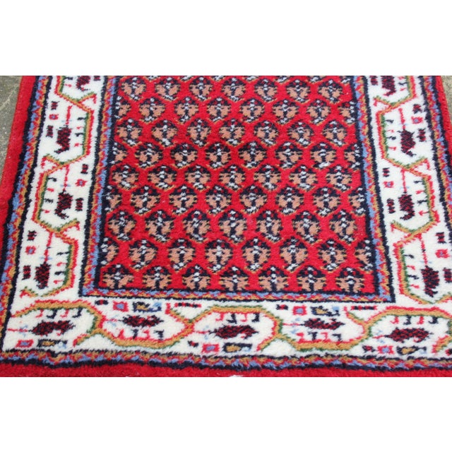 Mid-20th Century Indian Hand-Knotted Wool Rug with Red Geometric Pattern, 1960s For Sale - Image 6 of 7