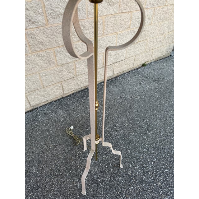 20th Century Modern Brass Floor Lamp With Tray Shade and Tripod Base For Sale - Image 9 of 10