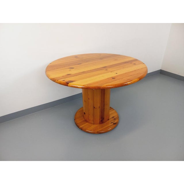 Vintage Scandinavian Round Pine Dining Table with Extensions, 1970s For Sale - Image 10 of 18