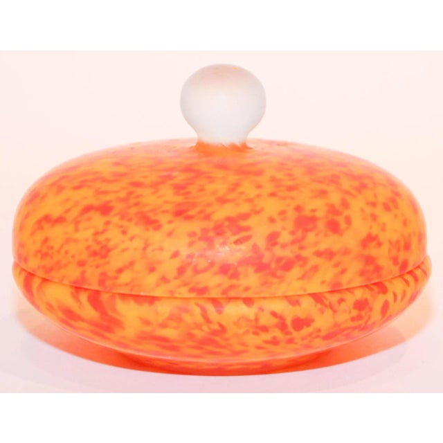 Vintage Venetian Murano Bright Orange Italian Art Glass Covered Bowl For Sale - Image 12 of 12