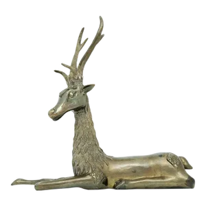 Vintage Large Brass Deer Statue
