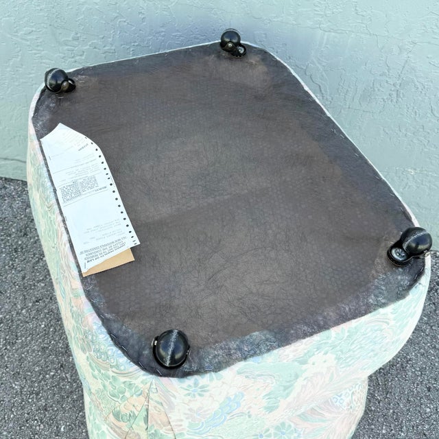 Textile Postmodern Multicolored Floral Fabric Pouf Ottomans - A Pair For Sale - Image 7 of 10