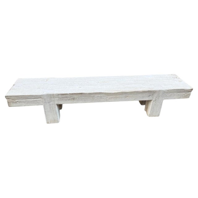 2010s Andrianna Shamaris Bleached Teak Wood Log Bench or Coffee Table For Sale - Image 5 of 18