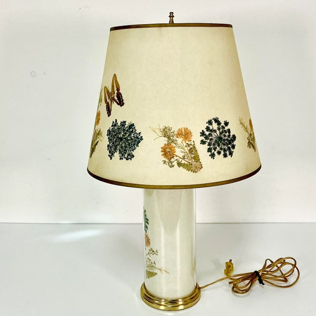 1970s 1970s Vintage Arts & Crafts Boho Chic Butterfly and Flora Table Lamp and Shade.. For Sale - Image 5 of 13