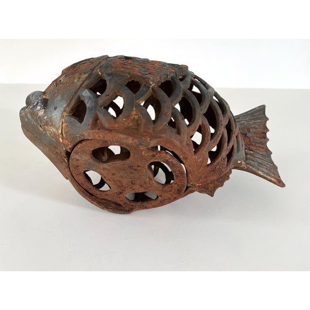 Mid Century Japanese Cast Iron Fish Lantern For Sale - Image 12 of 12