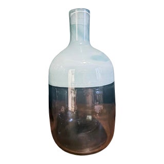 West Elm Mid-Century Modern Italian Style Incalmo Blown Art Glass Vase - Teal, Blue & Green, 12 Retired For Sale