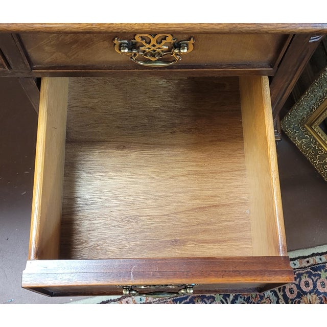 Fine Vintage Chippendale Leather Top Desk For Sale - Image 15 of 16