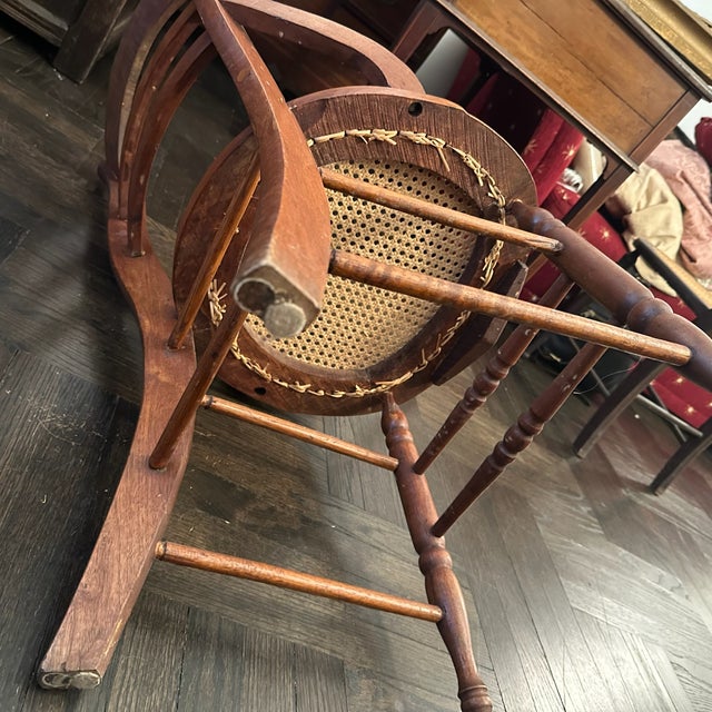 Brown Antique Victorian Eastlake Cane Chair With Burl Inlays For Sale - Image 8 of 9