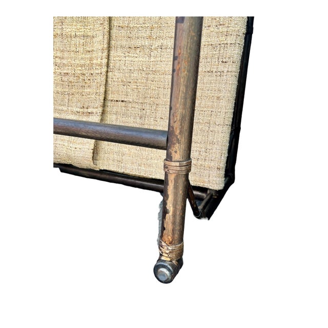 Pair Attributed to Forbes for McGuire Vintage Campaign Safari Lounge Chairs in Woven Silk & Wood For Sale - Image 18 of 18