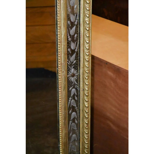 Late 19th Century 19th Century French Etched Glass Giltwood Mirror For Sale - Image 5 of 7