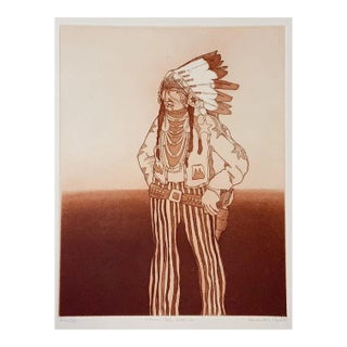 1980 Kevin Red Star Native American Crow Res Cop IV Sepia Tone Etching For Sale