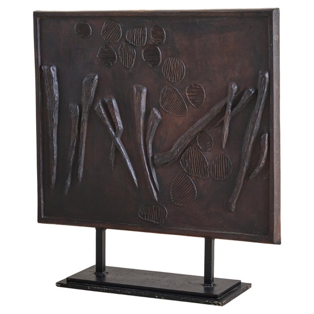 1980s French Cast Iron Sculpture with Abstract Motifs by René Coutelle For Sale - Image 9 of 18