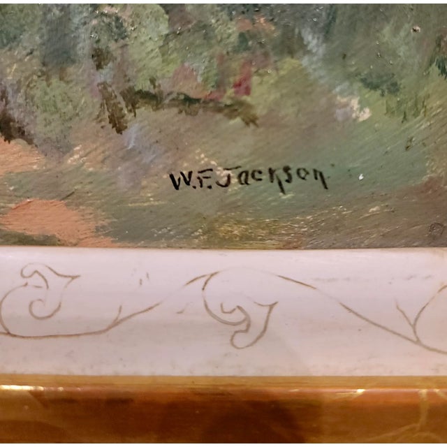 Wood William Franklin Jackson -Female Bathers in a Wooded Lake -Oil Painting For Sale - Image 7 of 10