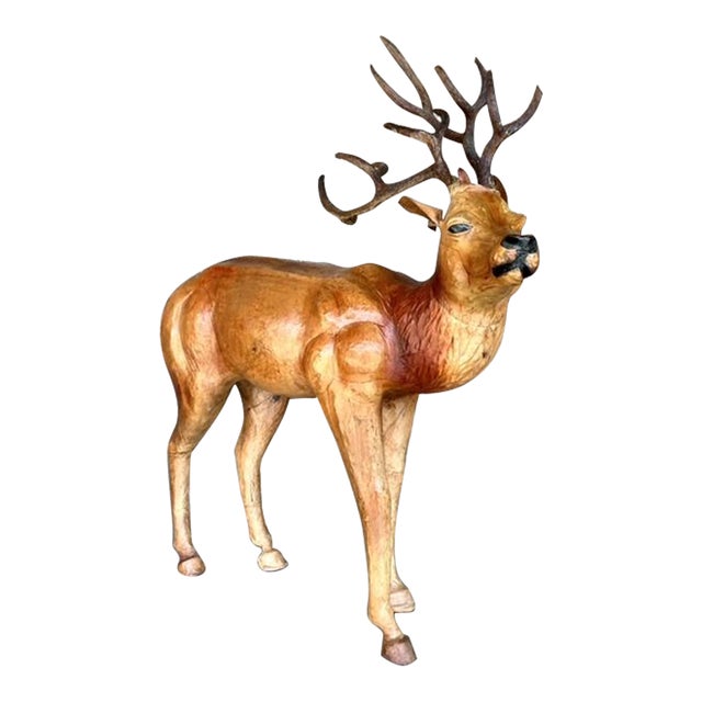 Vintage Boho Monumental Wrapped Leather Buck For Sale