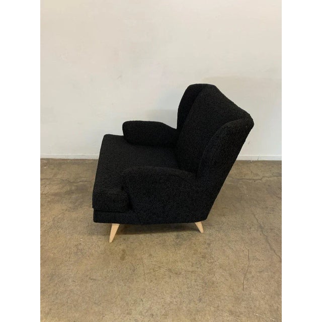 Custom Made Lounge Chair in Black Sherpa For Sale - Image 11 of 13