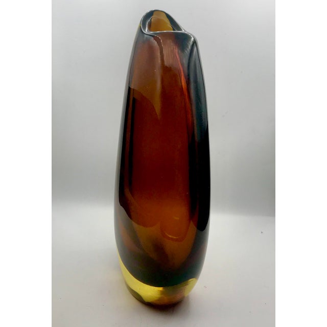 Brown Flavio Poli for Seguso Vetri D’Arte Model 12431 Sommerso Teardrop Vase For Sale - Image 8 of 11