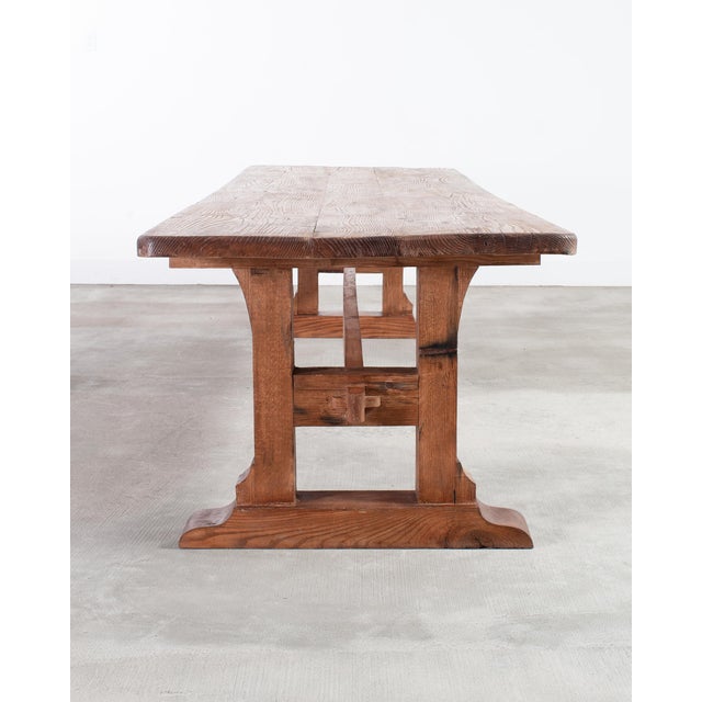 Brown Monumental French Arts Crafts Oak Farmhouse Dining Table 9.5 Ft For Sale - Image 8 of 16