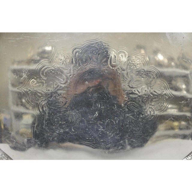 Metal Antique English Sheffield Edwardian Silver Plated Oval Serving Platter Tray For Sale - Image 7 of 16