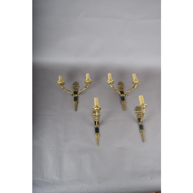 Vintage French Empire Style Torch Wall Sconces in Gilt Bronze, 1950s, Set of 4 For Sale - Image 16 of 18