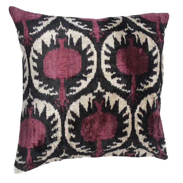 Textile Contemporary Silk Velvet Ikat Pillow Cover For Sale - Image 7 of 7