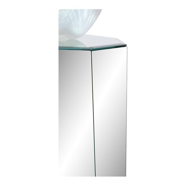 Vintage Hexagonal Mirror Pedestal Table for Display or Decor For Sale