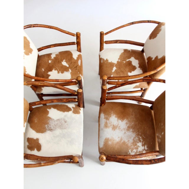 Vintage Old Hickory Hair on Hide Armchairs Set 4 For Sale - Image 4 of 18