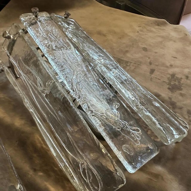 Transparent Two 1970s Space Age Murano Glass and Steel Wall Sconces by La Murrina For Sale - Image 8 of 17