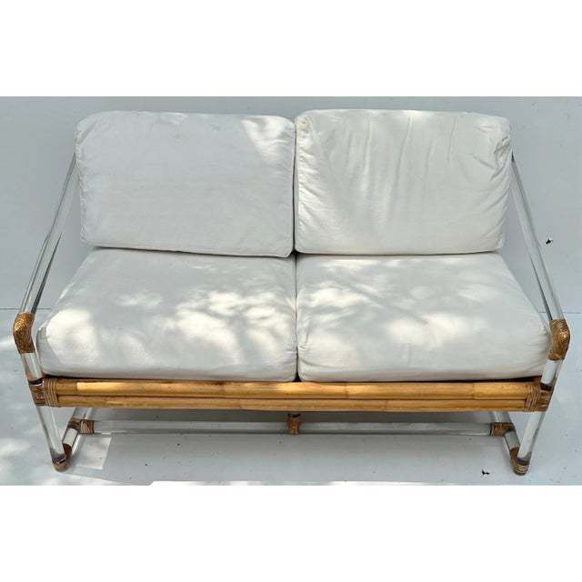 McGuire bamboo and Lucite Sofa For Sale - Image 11 of 12