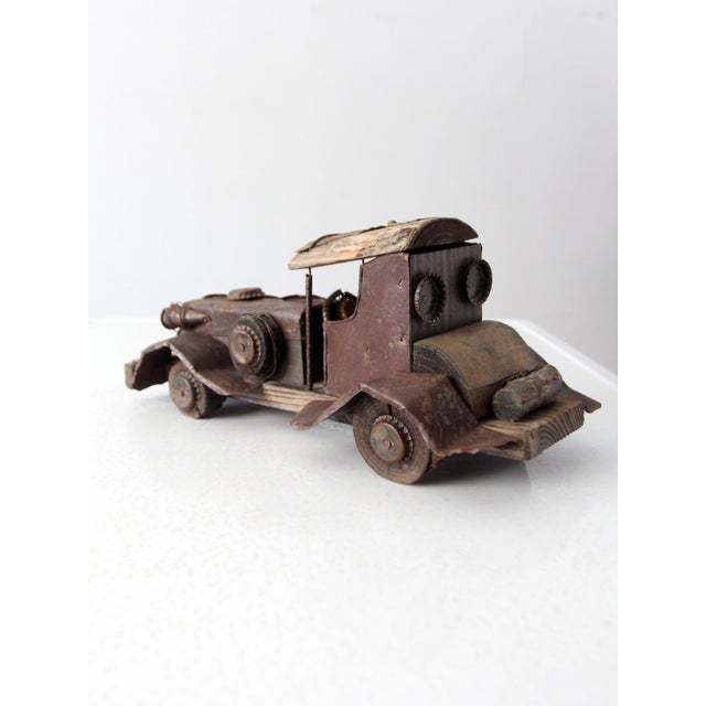 Rustic Vintage Handmade Folk Art Car For Sale - Image 3 of 9