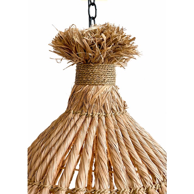 Telum Grass Fringe Coastal Tribal Pendant Light Large For Sale In Los Angeles - Image 6 of 11