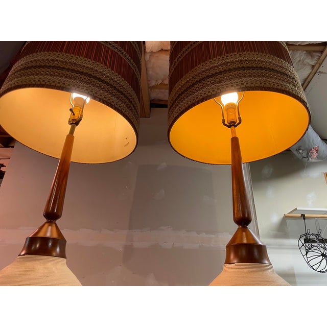Maria Kipp Mid Century Modern Maria Kipp Lamps and Lamp Shades, Unmarked - a Pair For Sale - Image 4 of 12