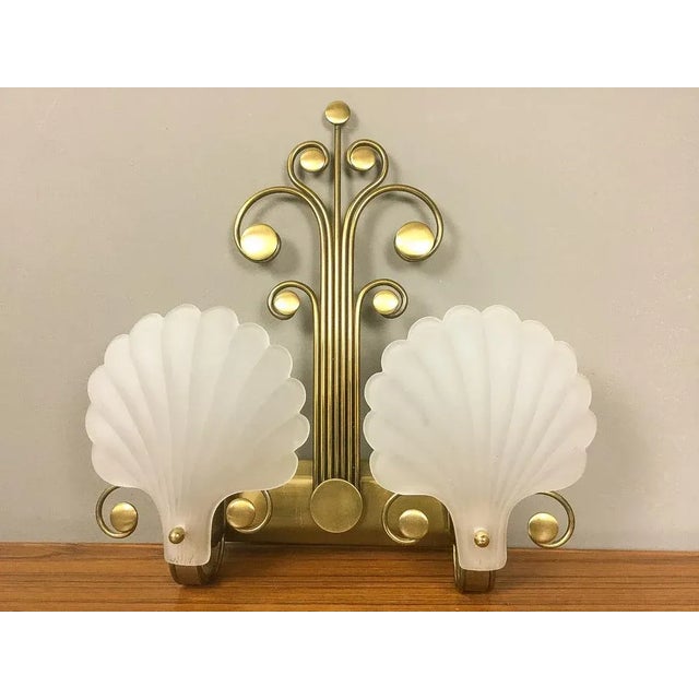 Goldenrod Double Shell Frosted Glass Wall Lamp from Deknudt, 1970s For Sale - Image 8 of 8