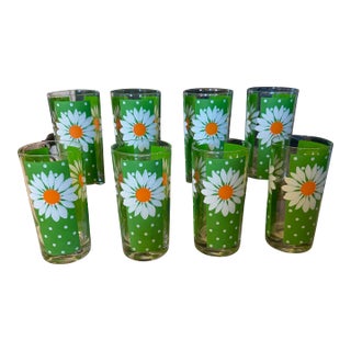 1960s Pasinski Mid-Century Signed Daisy Collins Glasses (Set of 8) - Rare For Sale