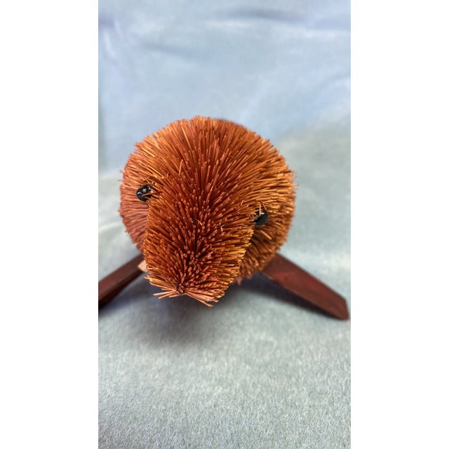Wood Vintage Walrus Figurine Bottle Brush Brown For Sale - Image 7 of 12