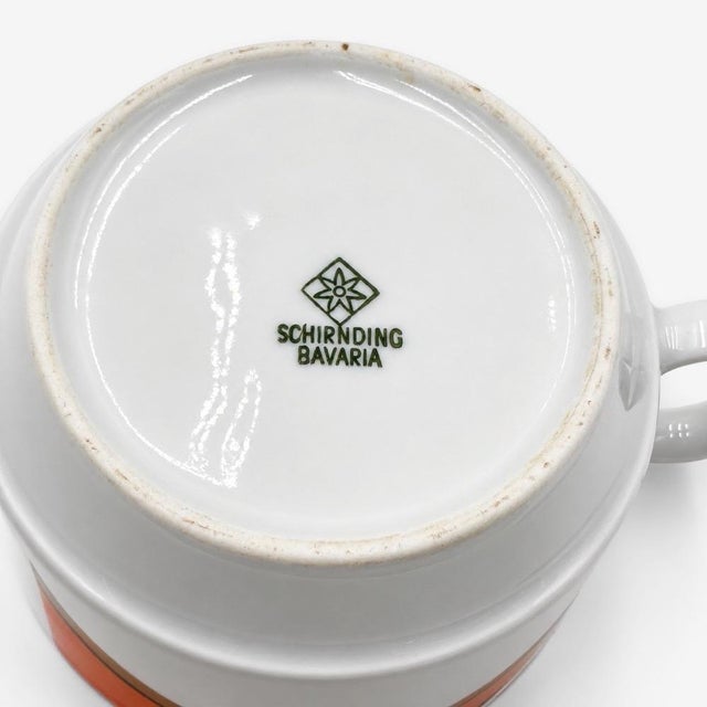 Ceramic Bavaria Orange Graphic Coffee Cups from Schirnding, 1970s, Set of 6 For Sale - Image 7 of 8