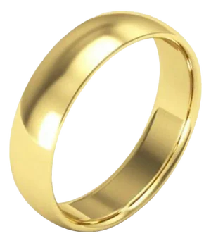 14 Karat Yellow Gold Light Domed Comfort Fit Wedding Band, Estate
