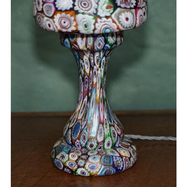 Gold Exquisite Antique Murano Millefiori Italian Glass Mushroom Table Lamps, 1950s, Set of 2 For Sale - Image 8 of 18