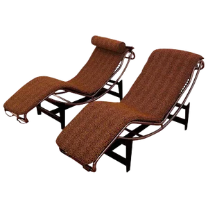 Le Corbusier Lc4 Style Leopard Print and Chrome Lounge Chair - a Pair