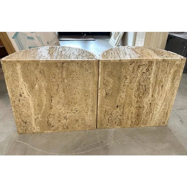 Mid 20th Century Fluted Travertine Side Tables - A Pair For Sale - Image 9 of 13