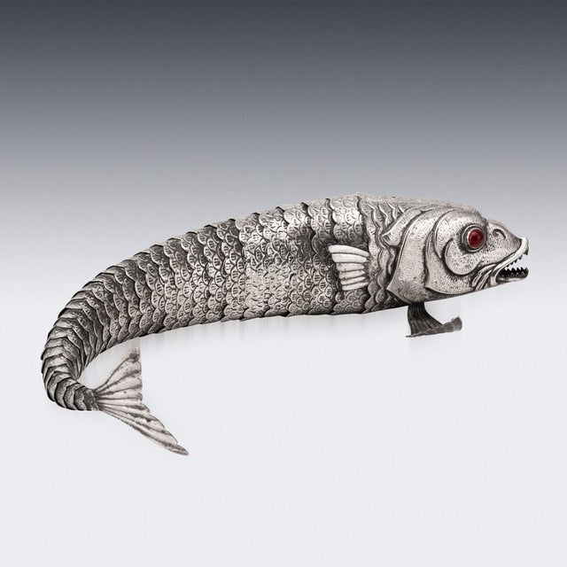 Metal Vintage Mexican Novelty Articulated Fish in Alpaca Silver, 1950s For Sale - Image 7 of 17